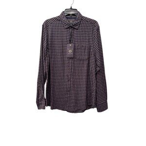 New Report Collection Men's Size L Soft Touch Flannel Blue Plaid Classic Fit